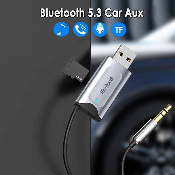 偽のBluetooth 5.3ワイヤレス受信機 USBから3.5mmジャック オーディオ送信機 カー...