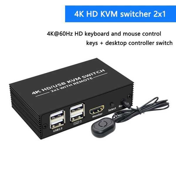 Hdmi-互換のUSBC kvmスイッチ、2x1スイッチャー、2 in 1出力、2個用4ポート-US...