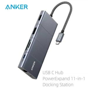 Anker-USBcハブドッキングステーション、563パワー拡張、11-in-1、4k @ 60hz、hdmiおよびdp、100w電力供給、USB-Cおよび3 USB-Aデータ