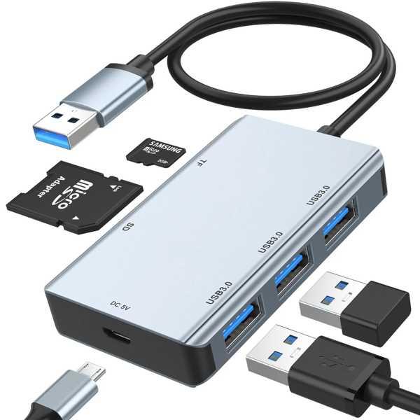 5 1で高速usb 3.0ハブスプリッタカードリーダーマルチポートsd tfポートmacbook p...