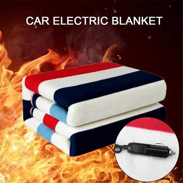 車内暖房毛布、ストラップパターン、電気、省エネ、加熱、旅行、赤、青、黒、白、12v