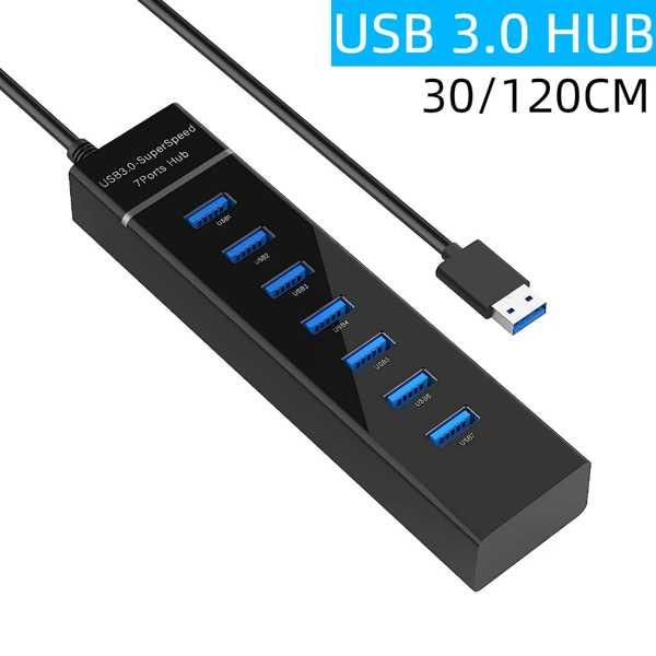USBハブ 4ポート 7ポート マルチハブ 3.0  2.0  30 cm  120cm ケーブル ...
