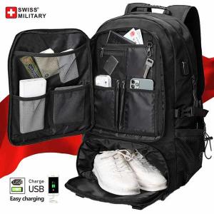 スイスミリタリー-男性用トラベルバックパック、防水ビジネスバッグ、拡張可能なUSBショルダーバッグ、大容量、ラップトップバッグ、17.3｜sterham0021