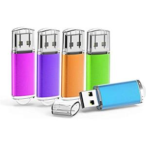 KOOTION USBメモリ 1GB 5個セットUSB2.0 USBフラッシュメモリー キャップ式 ストラップホール付き フラッシュドライブ 五色：青、紫、緑、赤、オレンジ｜sterham0021