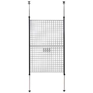 [山善] 突っ張り パーテーション (ワイヤータイプ) 幅90*奥行5*高さ166.5-295.5cm (フック4個付き) 壁掛け 収納 壁面収納 天井 間仕切り 組立品 ブラック SP-90(｜sterham0021