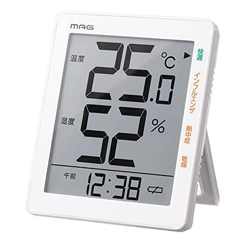 MAG(マグ) 温湿度計 デジタル 時計 環境目安 最高 最低 温湿度表示 ホワイト TH-105W...