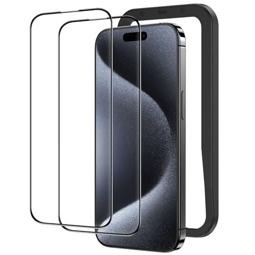 NIMASO ガラスフィルム iPhone15ProMax用 強化ガラス 黒縁あり 全面保護 フィル...