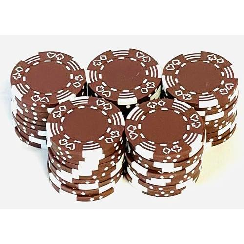 ポーカーチップ ばら売り50枚単位 11色 カジノチップ マージャン 麻雀 (茶)