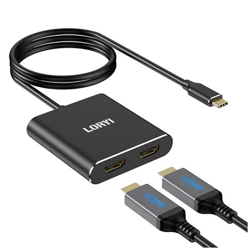 USB C HDMI 変換アダプター デュアル HDMI 分配器 拡張モード対応 拡張 2in1 T...