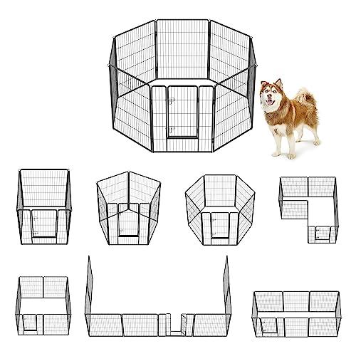 FEANDREA 犬 サークル 中大型犬用 ペットフェンス スチール製 全成長期使用可 室内外兼用 ...