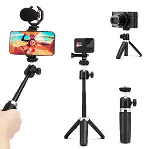 カメラ三脚 ミニ三脚 卓上三脚 自撮り棒 スマホ/カメラ/Gopro対応 ビデオ VLOG三脚 3段伸縮 持ち運び便利 360*回転 RX100 M1-M6 A6400 A6500 A6600 Canon G7X Ma｜sterham0021