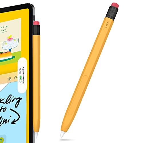 AhaStyle Apple Pencil 第二世代用シリコン保護ケース 鉛筆レトロデザイン 柔らか...