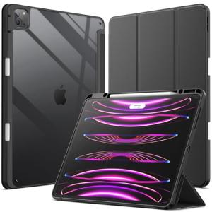 JEDirect iPad Pro 12.9 インチ ケース (2022/2021/2020/2018モデル) Pencil収納可能 透明バックカバー 薄型 スタンド 衝撃吸収 タブレットカバー オートウェイ｜sterham0021