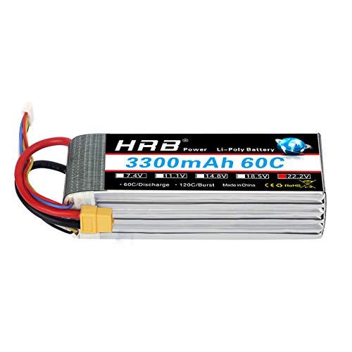 HRB 6S 22.2V 3300mAh 60C RC充電式リポ電池 XT60プラグ付き リポ電池用...