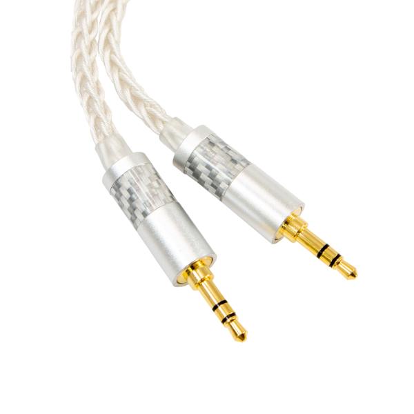 太くてしなやか ハイグレード ヘッドホンケーブル 1.2m シルバー 両端 3.5mm プラグ 8芯...