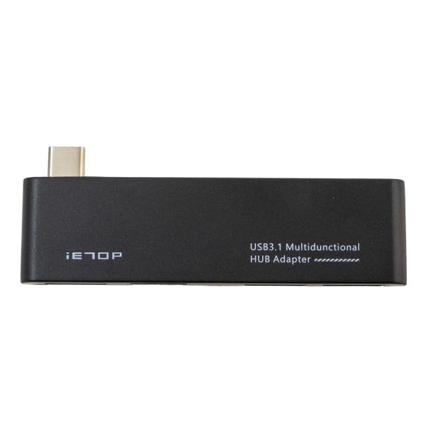 USB 3.1+ USB2.0 スリム カードリーダー ハブ付 ブラック 4ポートハブ SD TF ...