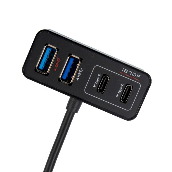 USB 3.1 + USB2.0 コンパクト 4ポートハブ ブラック ハブ 20cm ケーブル 高速...