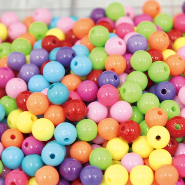 カラフルビーズ 100g入り 両穴 プラ製 6mm 8mm 10mm 12mm 14mm 16ｍｍ ...