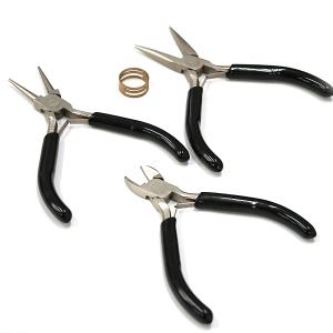 アクセサリーハンドメイド用 ラジオペンチ（平やっとこ） ニッパー 丸やっとこ 指カン 4点セット 丸カン取り付けチェーンの切断に最適｜小谷野製作所