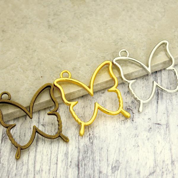 ＵＶレジンクラフト用 レジン枠 空枠 蝶 蝶々 ちょう バタフライ 10個 フレーム チャーム