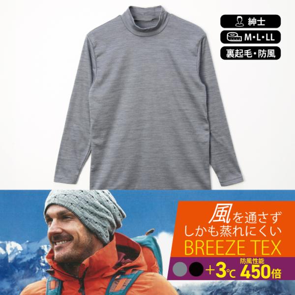 ＢＲＥＥＺＥ／ＴＥＸ ブリーズテックス アズ 裏起毛 長袖ハイネック 防風 防寒 インナー 肌着 メ...
