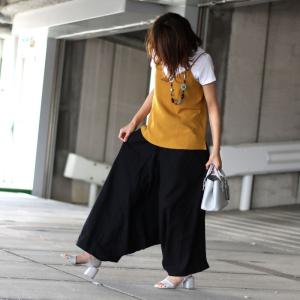 ブラック 袴パンツ ワイドパンツ アンクルワイ...の詳細画像5