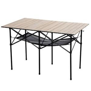 アイリスオーヤマ アウトドアテーブル ロールテーブル ウッドグレイン 幅70 折りたたみ式 テーブル 軽量 コンパクト収納 アウトドア キャ｜stier
