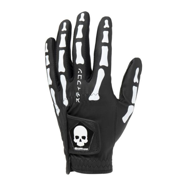 TULANG BLACK メンズ骨柄ゴルフグローブ左手 トゥーラン黒 V2