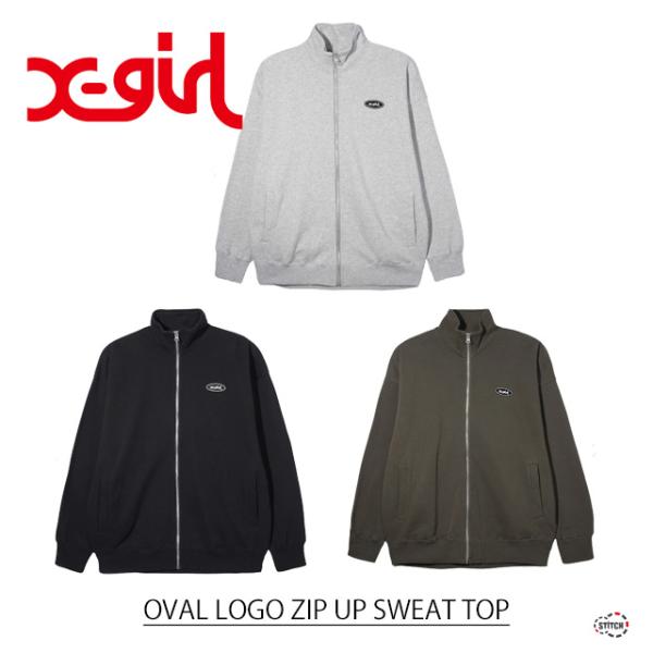 X-girl OVAL LOGO ZIP UP SWEAT TOP 105234012023 オーバ...