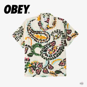 OBEY オベイ PAISLEY DOTS WOVEN 181210396 ペイズリードットウーブン メンズ 半袖シャツ 柄 開襟シャツ ストリートカジュアル 正規取扱店｜stitch-2004