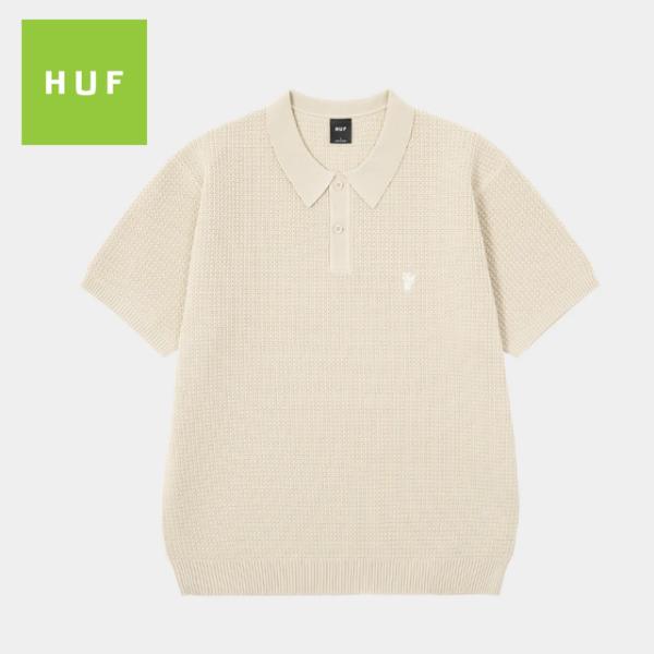 HUF HUF1984 KNIT POLO KN80116 24S ニットポロ 半袖 ボタン ワンポ...