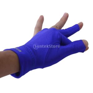 オープン指先 ビリヤードグローブ 左手用 手袋 プロ 3指 グローブ 弾性 柔軟  全4色選べる - ブルー