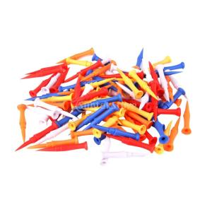 ゴルフ用 プラスチック製 ティー 75mm (カラフル) 100本