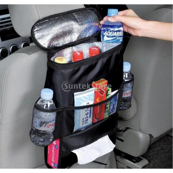 [ノーブランド品]車用 アクセサリー シートバック 吊下げ式 マル??チポケット バッグ (ブラック...