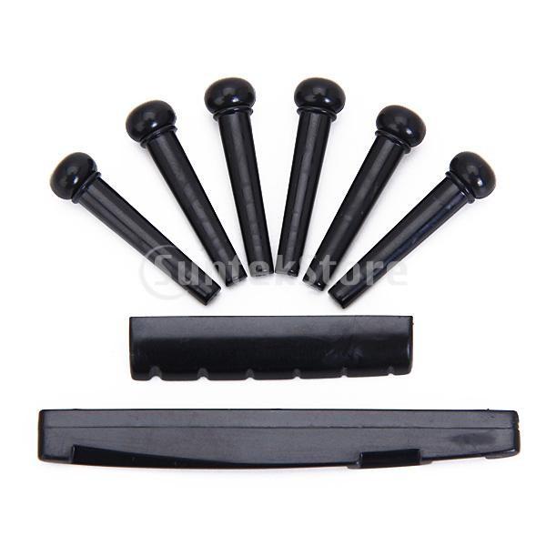 ノーブランド品プラスチック製アコースティックギター (6枚)ブリッジピン (1枚)ナット セット 実...