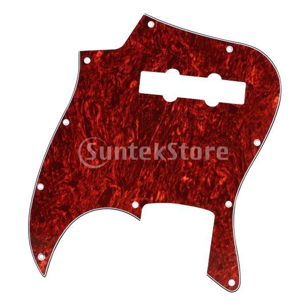 ジャズベース?ギター用パーツ ピックガードプレート 3 Ply  10穴 (レッド)