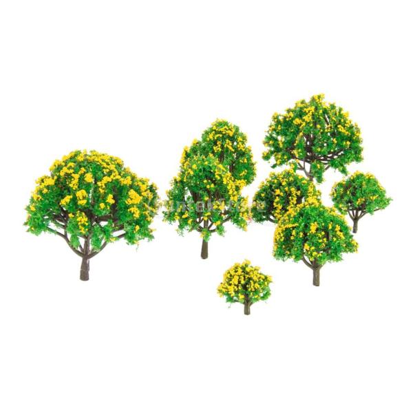 ノーブランド品 樹木 木 モデルツリー 花付 10本セット 高さ3-8cm 4色 鉄道模型 ジオラマ...