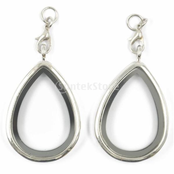 マグネティック ガラス フローティング 合金製 ロケットチャーム しずく型 (シルバー) 2個