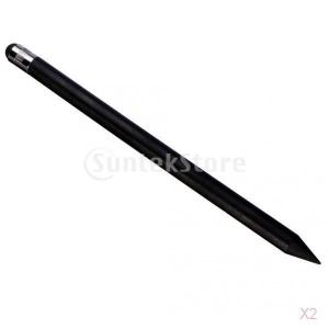 ノーブランド品　2本入り　タッチペン　互換可能　静電容量式　スタイラス　 iPhone/ iPad/タブレット/電話/PC適用　全５色選べる - ブラック