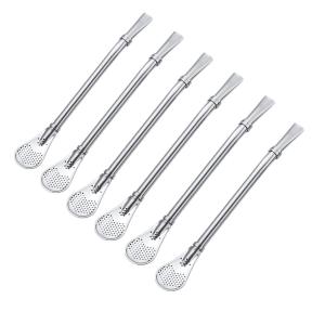 ストロー 2in1 フィルター付 シルバー＆ブラック 2本/4本/6本