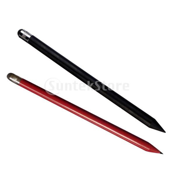 静電容量式 タッチパネル 2in1スタイラス タッチペン(2本) 鉛筆形 スマホ タブレット 赤+黒