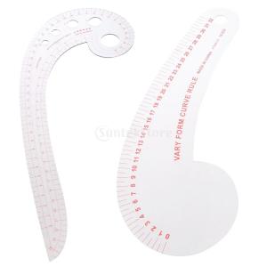 カンマ型 フレンチカーブルーラー 裁縫定規 曲線 2ピース