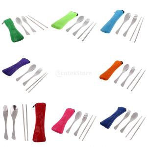 Baosity 8セット　ステンレス鋼　カトラリーセット　スプーン　箸　フォーク　キャンプ　ピクニック　バーベキュー用