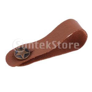 アコースティックフォークギター用2本入りレザーギターウクレレストラップフックボタン.ブラック/ブラウン