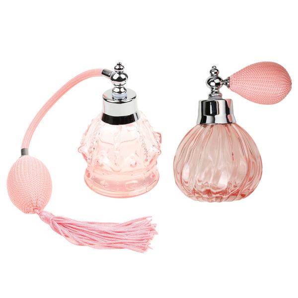 2個/個ガラス香水瓶ヴィンテージスタイル詰め替え可能な香りアトマイザー - ピンク