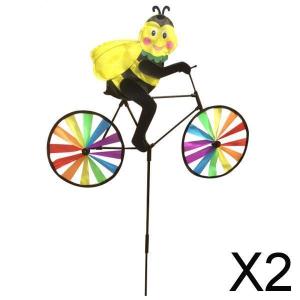 2x3D風車ウィンドスピナーWhirligig屋外庭庭の装飾蜂の自転車