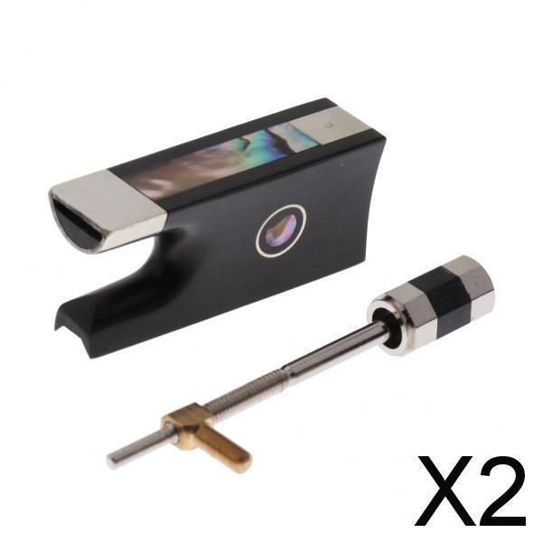 2xBow Frog4 / 4バイオリンエボニーウッドボウフロッグパールスライドバイオリン修理部品付...