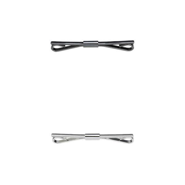 ユニセックススカーフネクタイブラック用メタルシャツカラークリップタイカラーバーピン+ユニセックススカ...