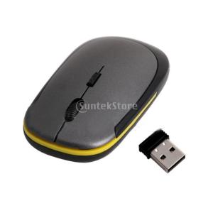 【ノーブランド 品】超薄型　2.4GHz　USB 2.0　ワイヤレスオプティカルマウスマウス　USBレシーバー付き　全4色選べる - グレー