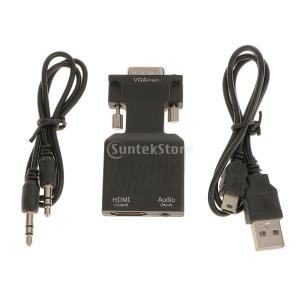 1080P VGA オス→HDMI メス 3.5mmオーディオ アダプタ USB ケーブル